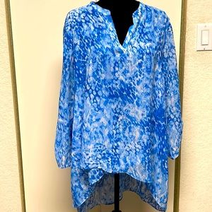 Chicos asymmetrical watercolor blouse